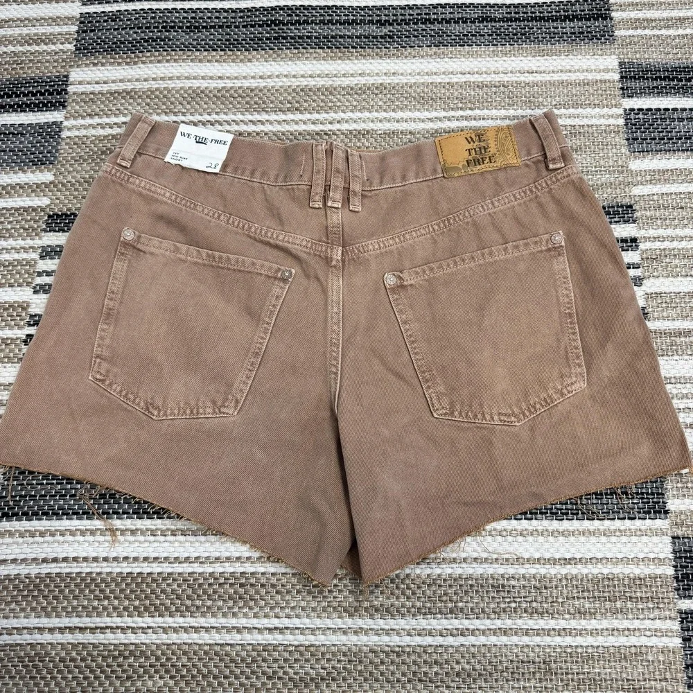Free People We The Free Ivy Mid Rise Shorts Women's 28 Brown Denim Festival Boho